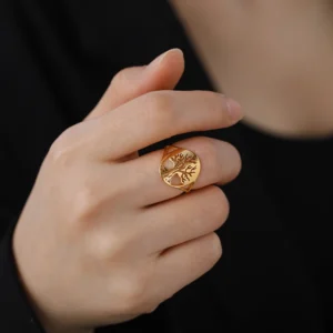 Bague arbre de vie classique dorée