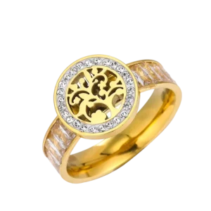 Bague arbre de vie or avec pierres précieuses